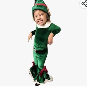 BABY Girl 2T Velvet Elf Faux Fur Cuffed Bell Bottom Cosplay Set